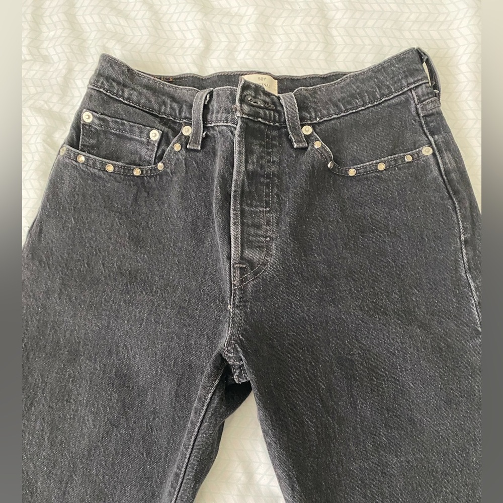 Black High-Waisted Jeans with Stud Details